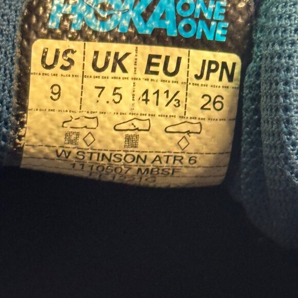 Hoka One One Stinson ATR 6 Trail Running Shoes Size 9 Blue/Yellow - Picture 5 of 12